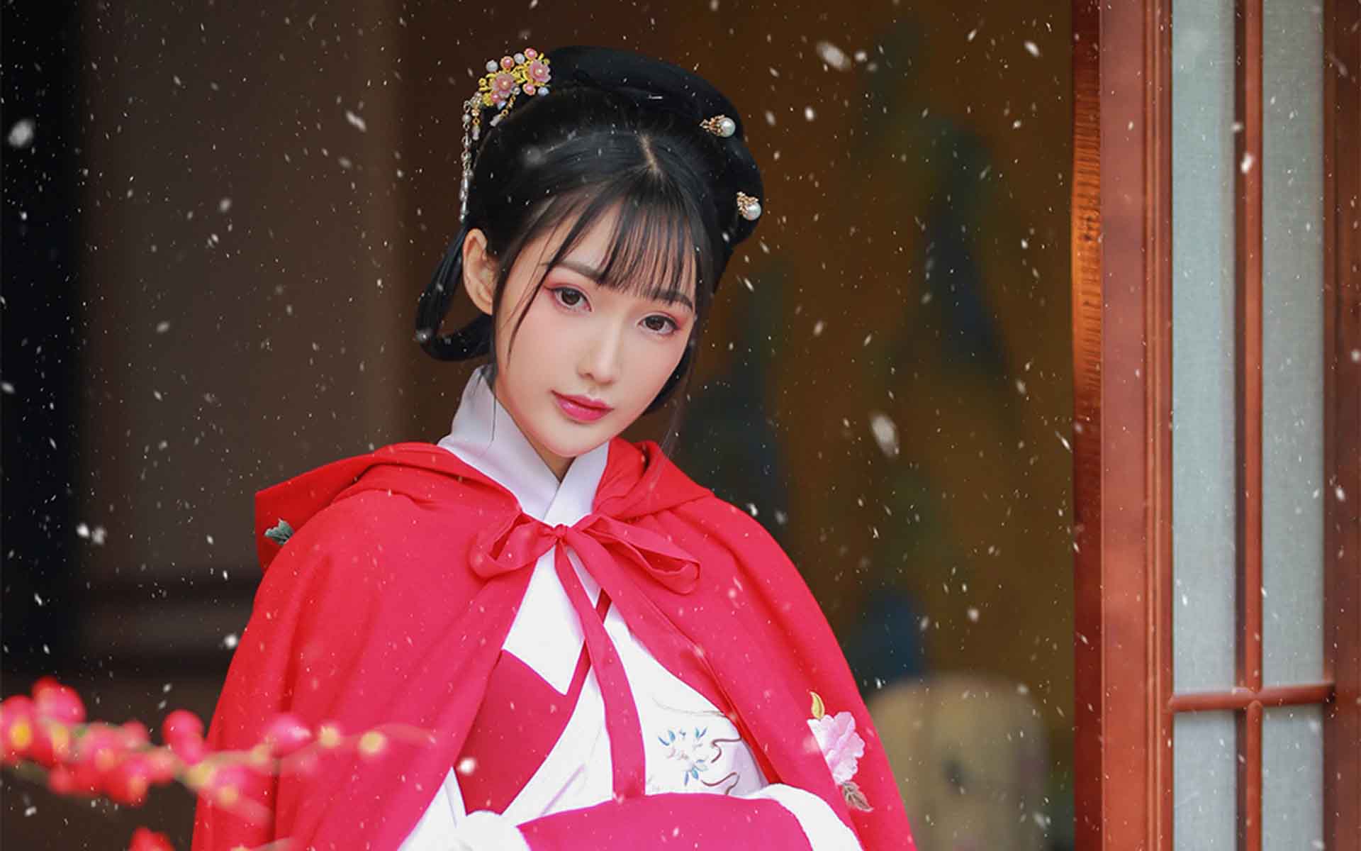 古装美女雪中意境